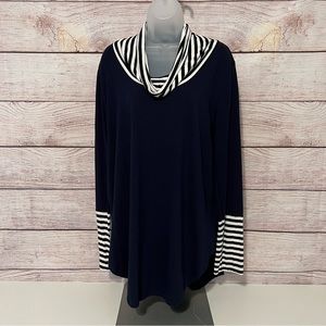 Zenana Cowl Neck Tunic - Navy Blue - Size 2X